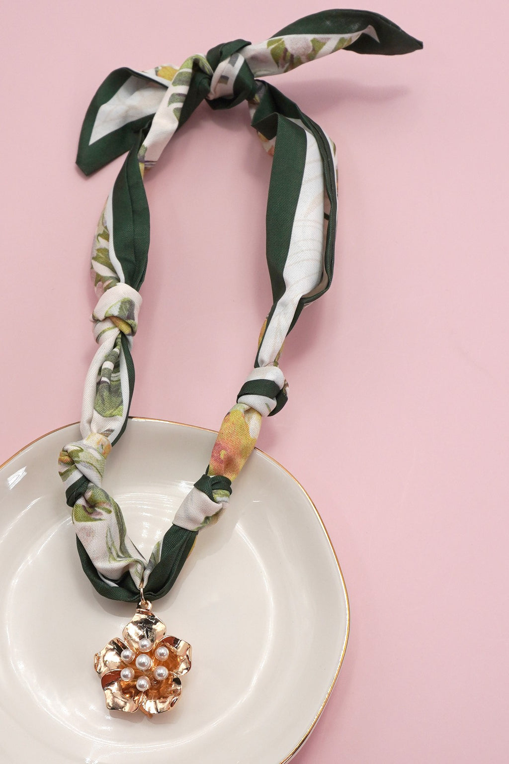 Petal & Pearl Scarf Necklace