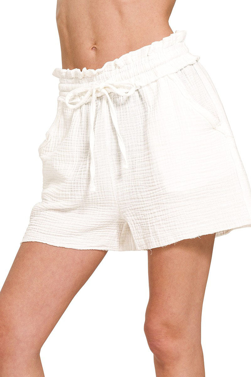 Drift Away Off White Washed Gauze Drawstring Shorts – PB&J Archdale