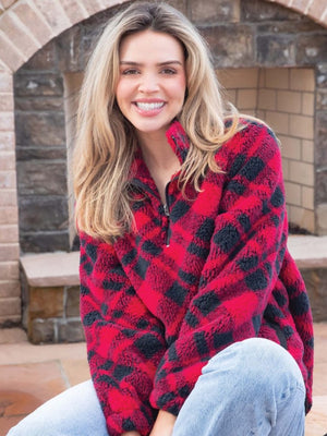 Simply Southern Red Plaid Pullover