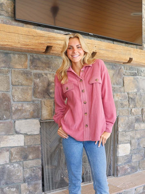 Mauve Simply Southern Fleece Shacket