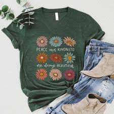 Peace & Kindness V-Neck Tee