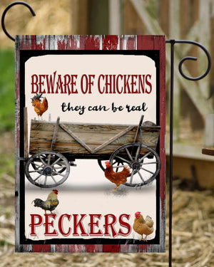 Beware of Chickens Garden Flag