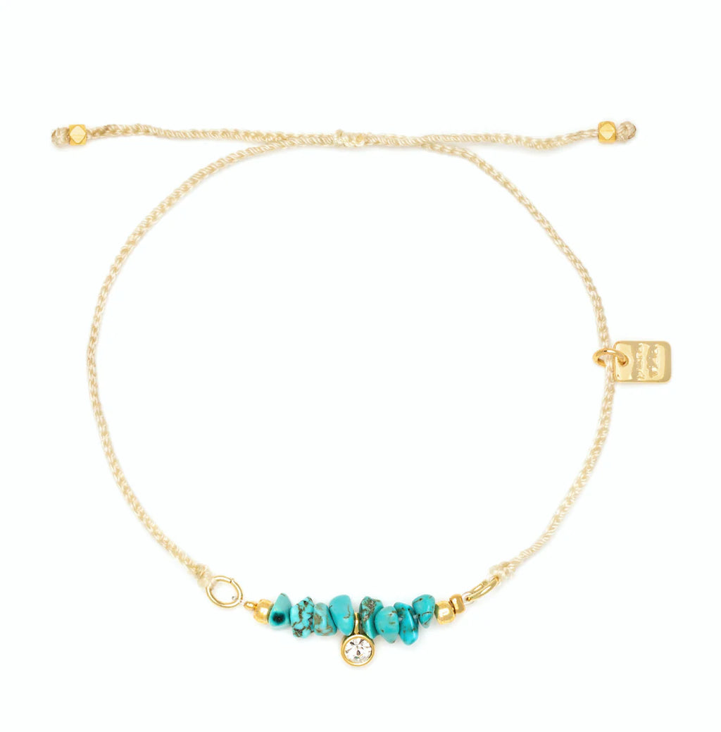 Turquoise Bead Pura Vida Dainty Natural Gold Bracelet