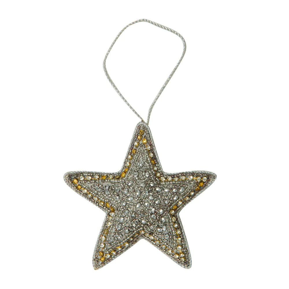 Glistening Silver Star Christmas Tree Ornament