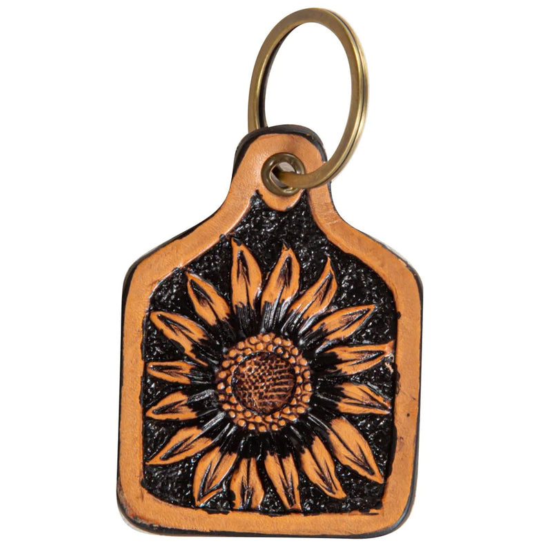 Glorious Sunflower Hand-tooled Myra Key Fob