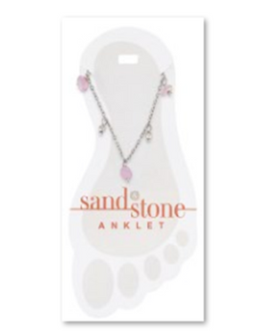 Silver Pink Natural Stone Dangle Sand & Stone Anklet