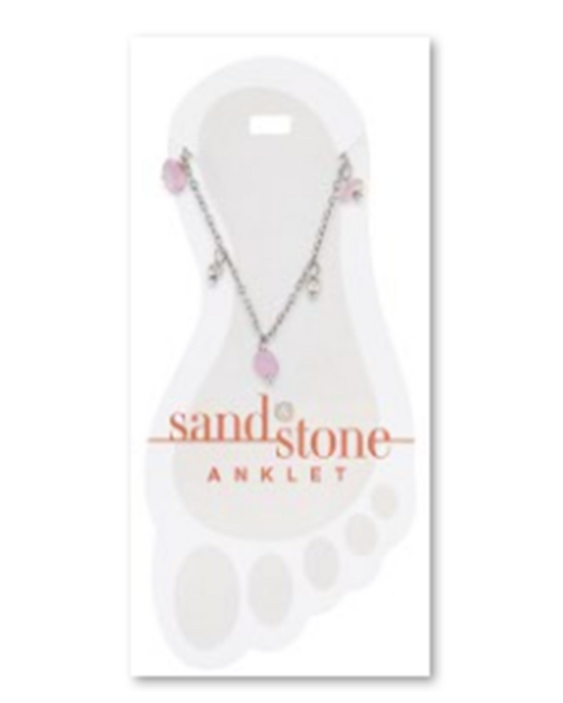 Silver Pink Natural Stone Dangle Sand & Stone Anklet