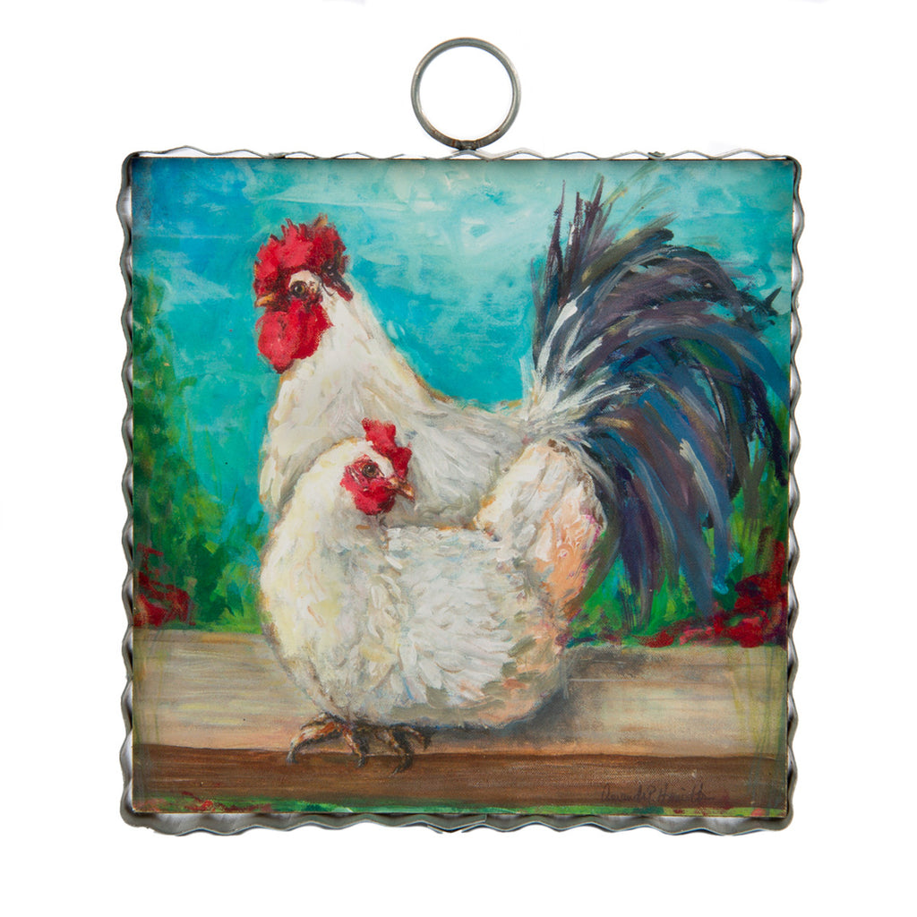 Roundtop Collection Mini Rooster & Hen Print