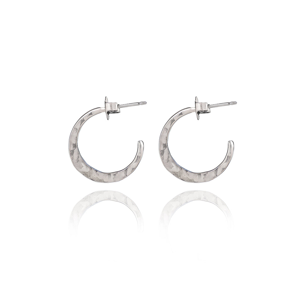 Medium Hammered Hoop Spirit by Silver Forest Earrings