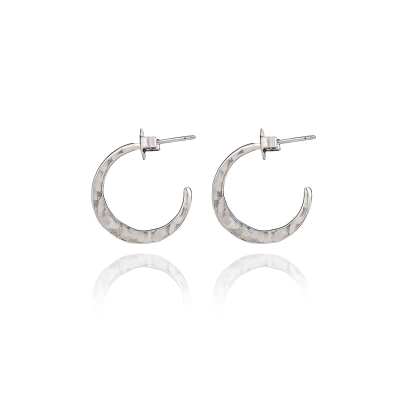 Medium Hammered Hoop Spirit by Silver Forest Earrings