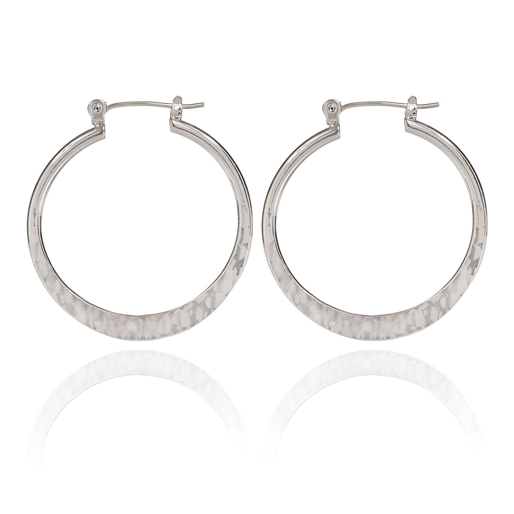 Medium Hammered Hoop Spirit by Silver Forest Earrings