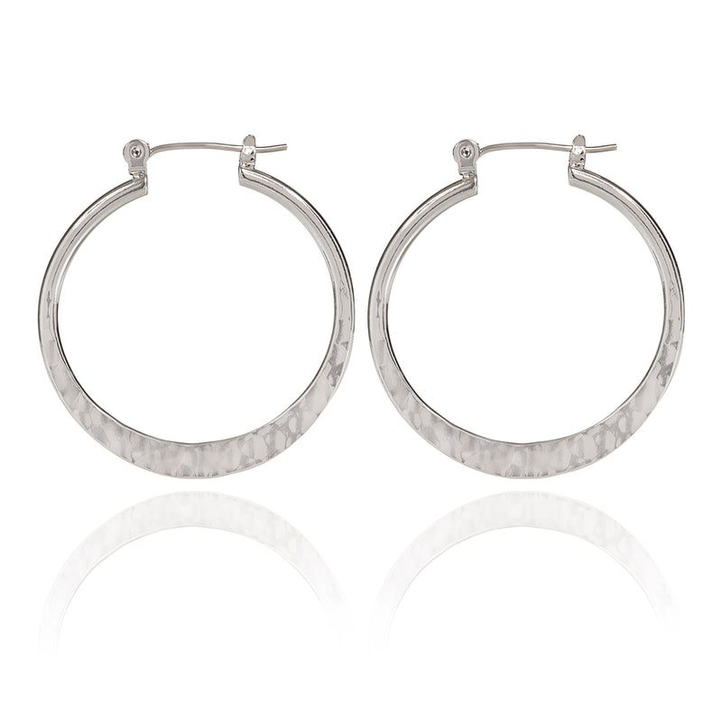 Medium Hammered Hoop Spirit by Silver Forest Earrings