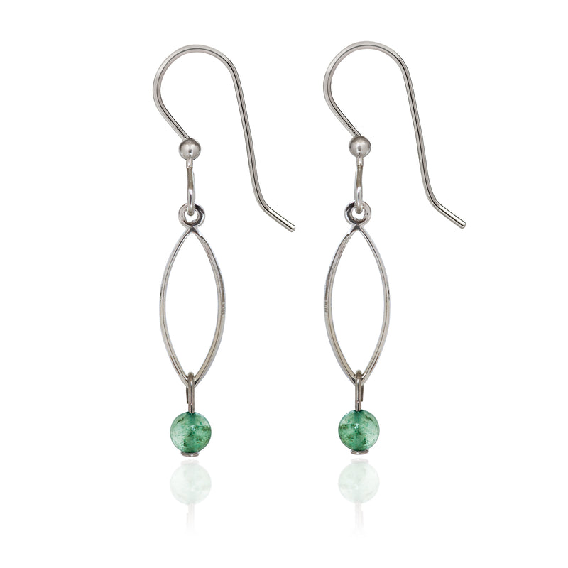 Open Tear With Stone Spirit by Silver Forest Earrings