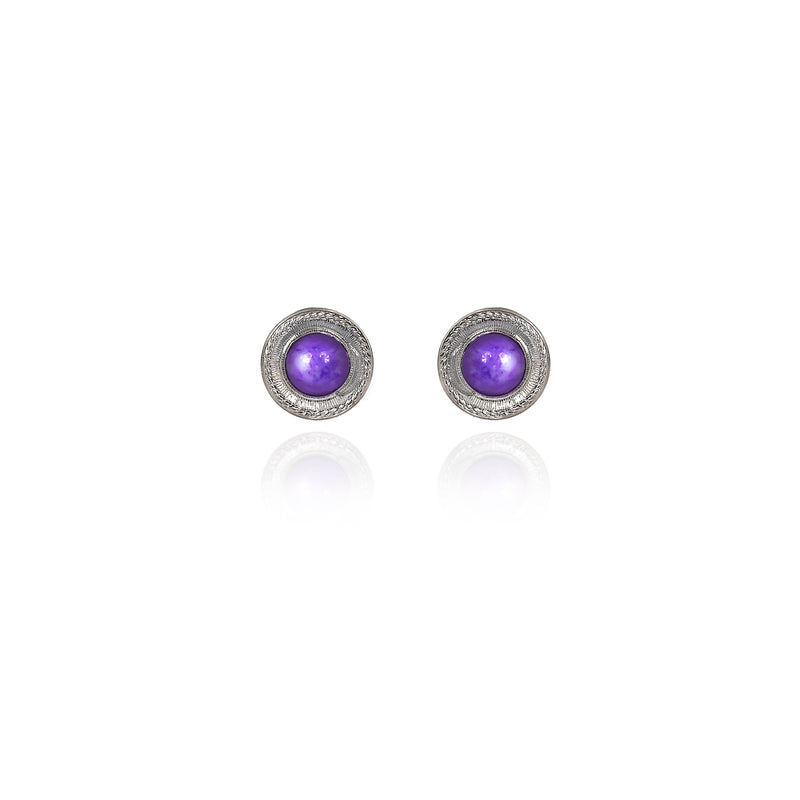 Charoite Stone Stud Spirit by Silver Forest Earrings