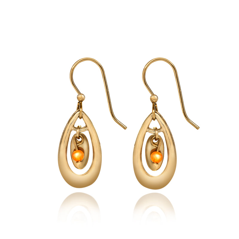Gold Open Tear With Stone Spirit by Silver Forest Earrings
