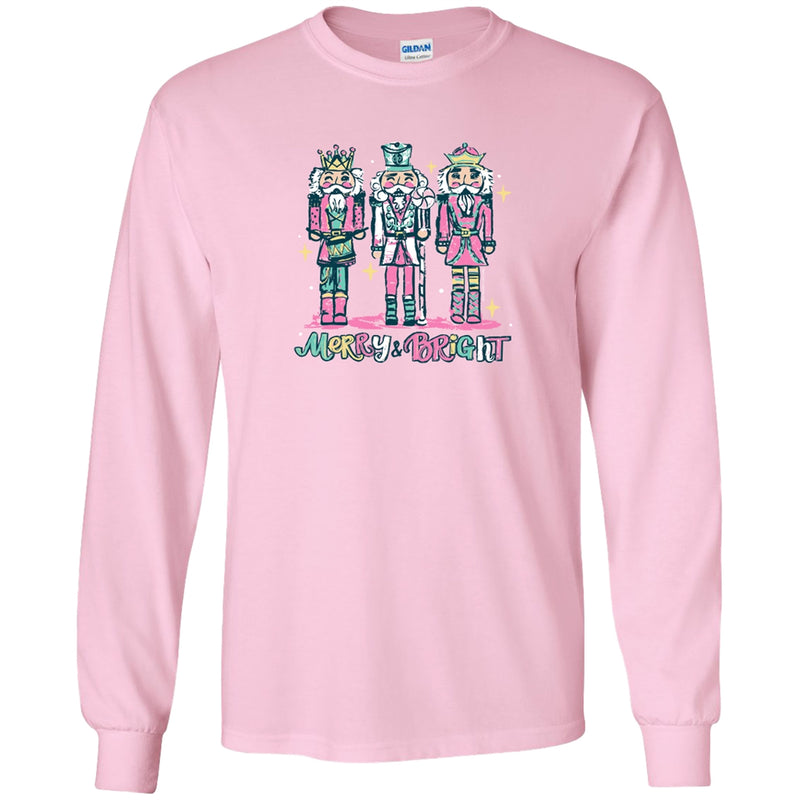 Merry & Bright Nutcracker Pink Long Sleeve Southern Couture Tee