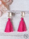 Love Notes Fuchsia Tassel Stud Earrings