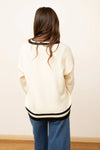 Wrap It With A Bow Silver Sequin Bow Varsity Sweater