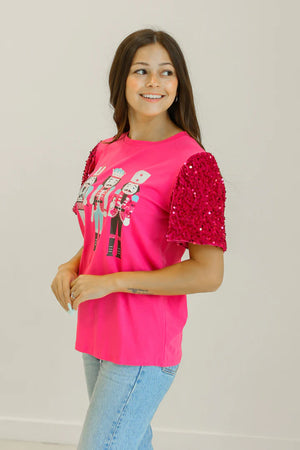 Nutcracker Sequin Short Sleeve Top