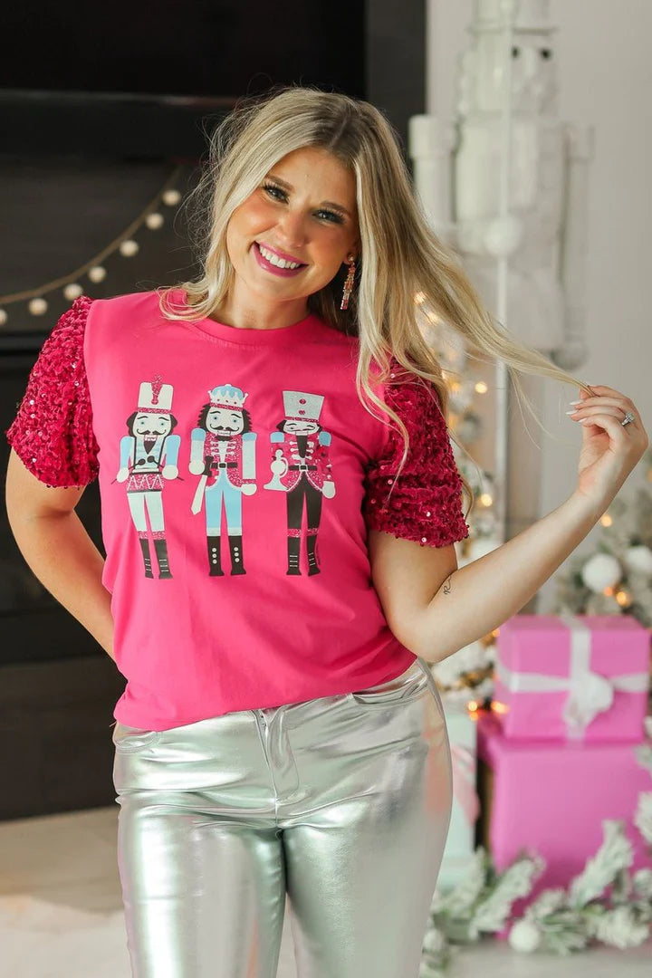 Nutcracker Sequin Short Sleeve Top