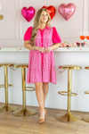 Gracie Pink Gingham Button-Up Dress