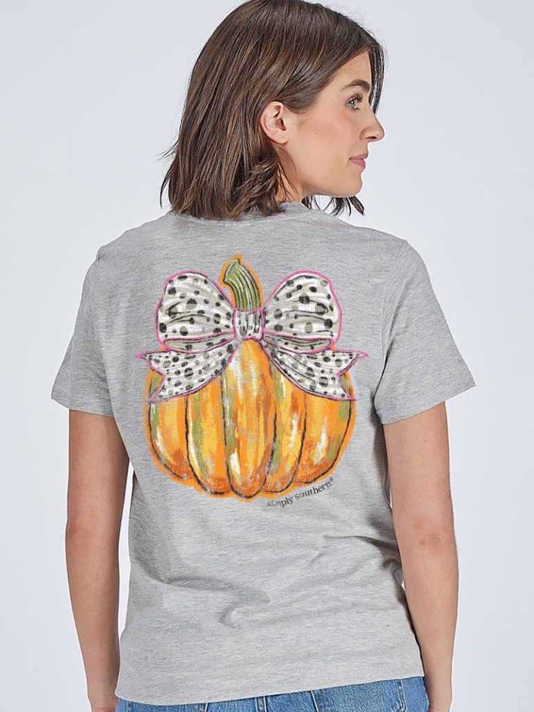 Bow Pumpkin Short Sleeves Simply Southern Tee