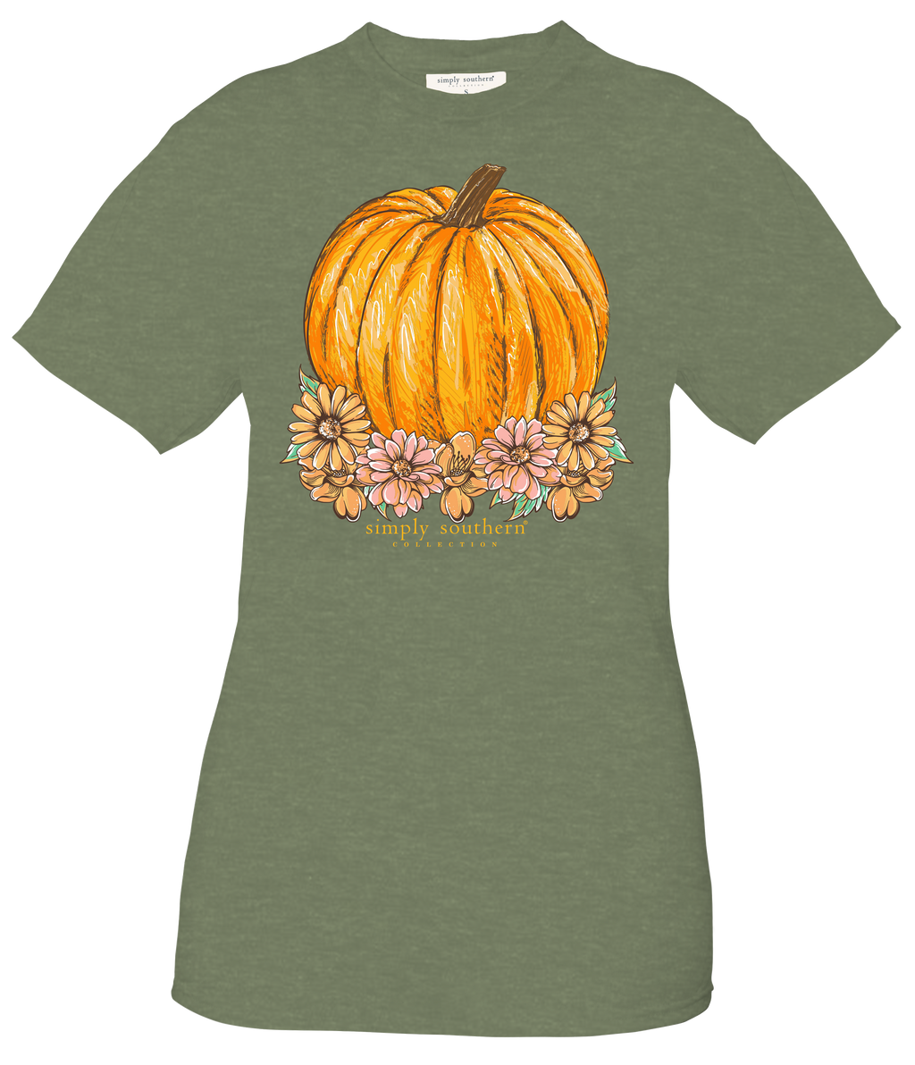 Flower Pumpkin Short Sleeve Simply Southern Tee