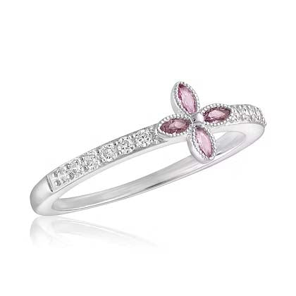 CZ Rose Flower Stacks Ring