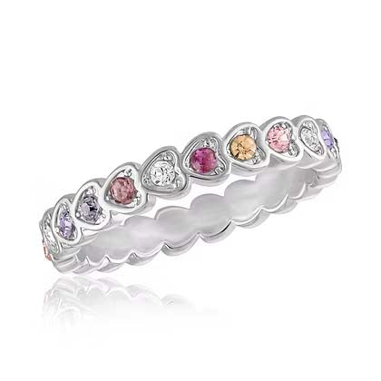 Multi-Color Heart Infinity Stacks Ring