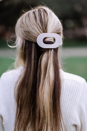 Teleties Silver Flames Flat Round Hair Clip