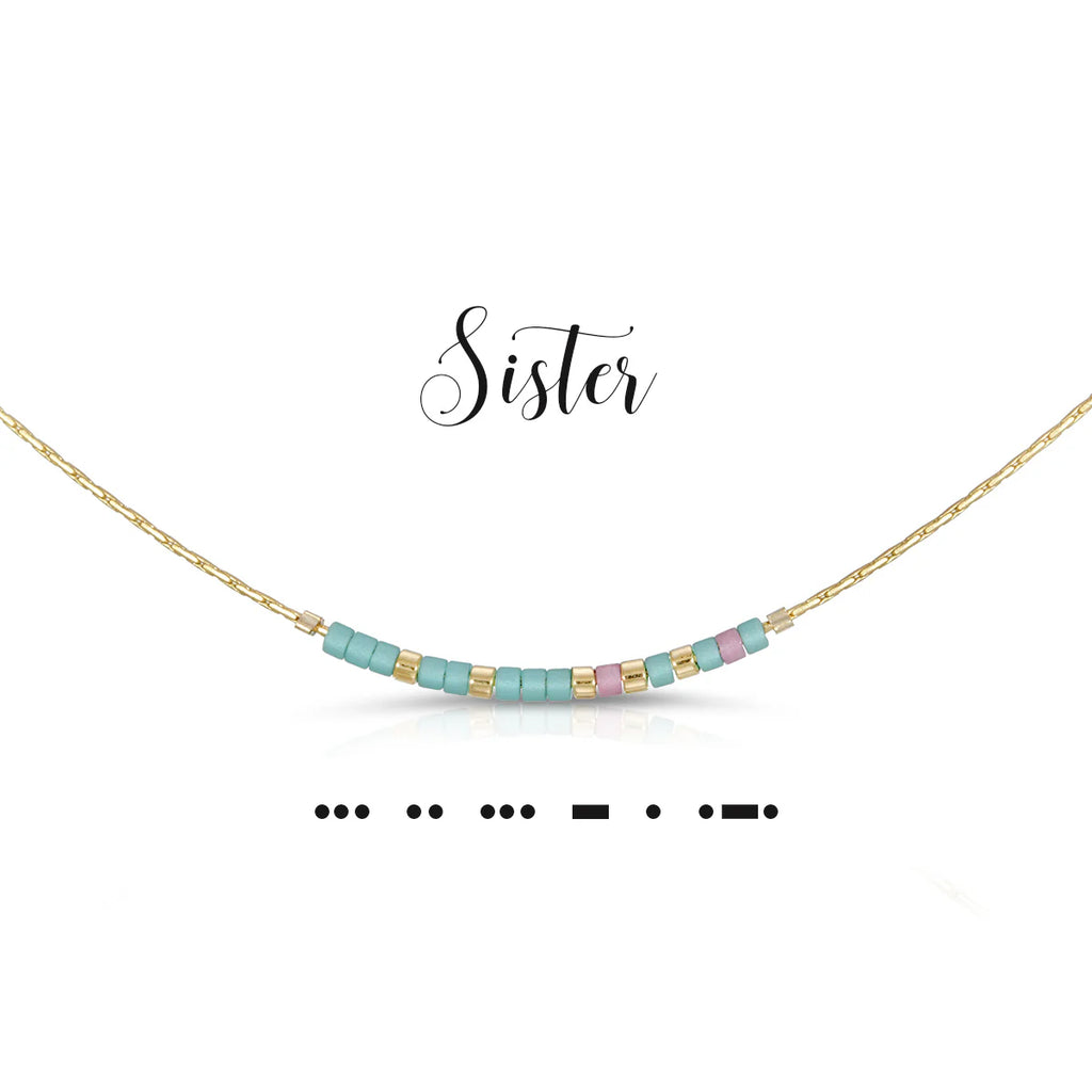 Sister Dot & Dash Morse Code Necklace