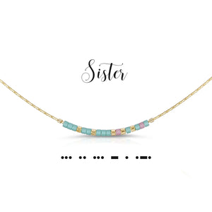 Sister Dot & Dash Morse Code Necklace