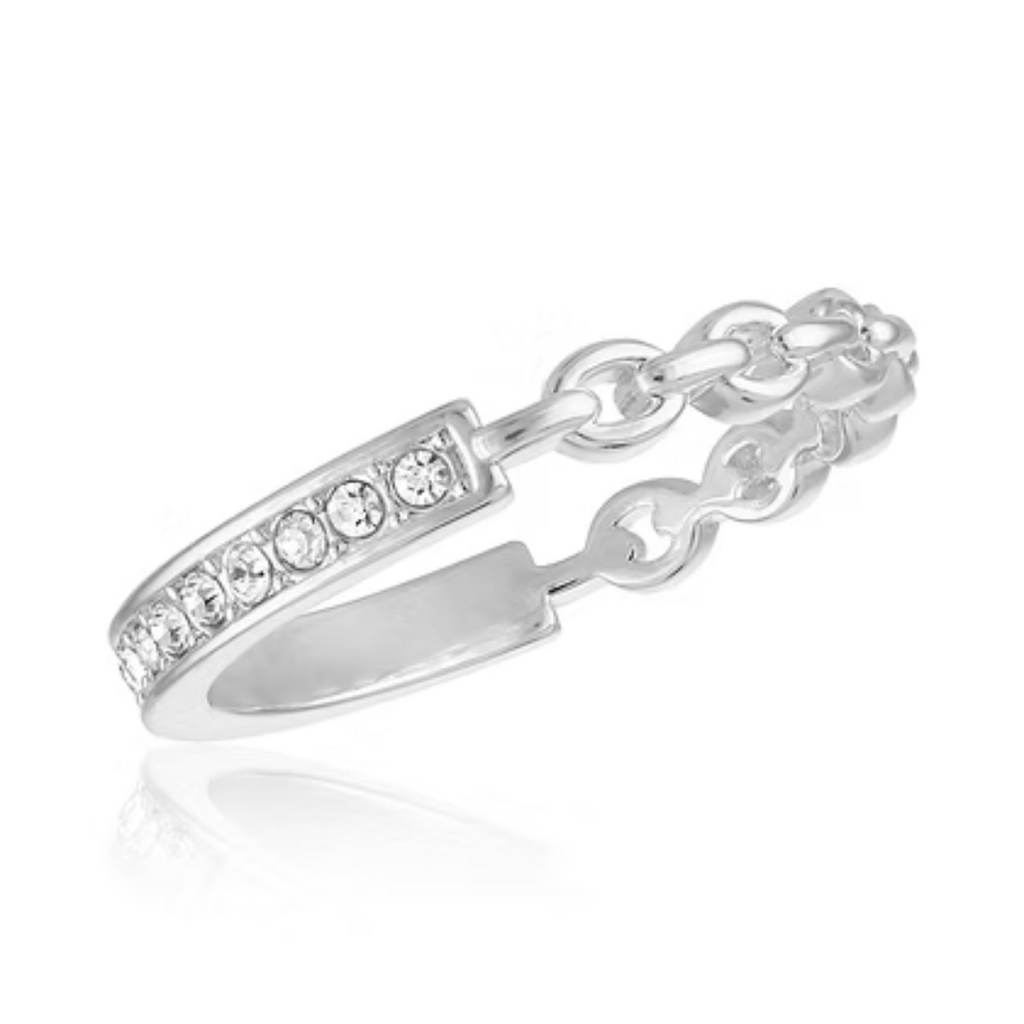 Half Chain Half CZ Stacks Ring
