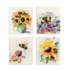 Sunflower & Bee Biodegradable Dish Cloth