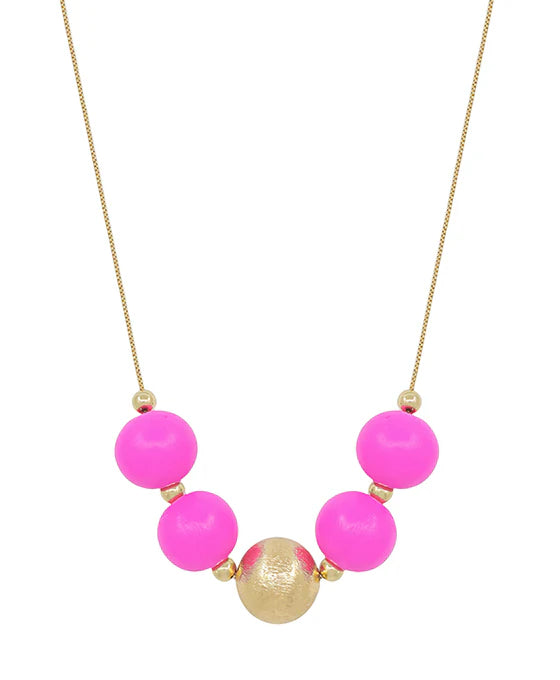 Giselle Large Wood Bead Ball Accent Necklace