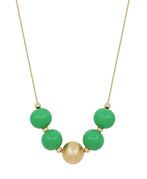 Giselle Large Wood Bead Ball Accent Necklace