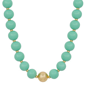 Estelle Large Wood Bead Ball & Satin Accent Necklace