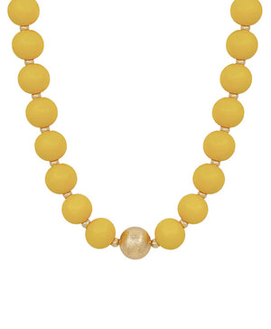 Estelle Large Wood Bead Ball & Satin Accent Necklace