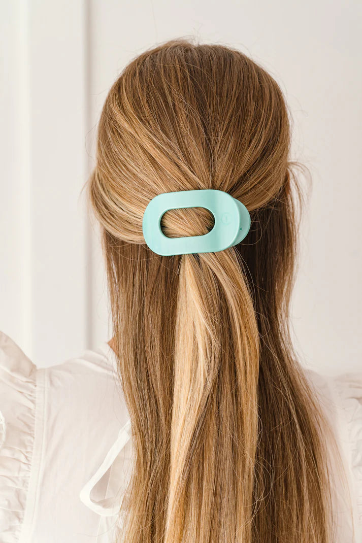 Teleties Totally Turquoise Flat Round Hair Clip
