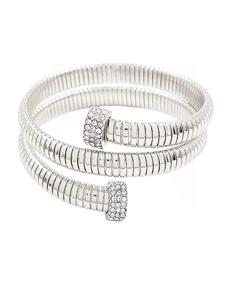 Aarya Silver Cubic End Stretch Bracelet