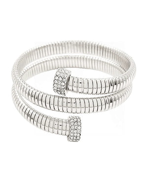 Aarya Silver Cubic End Stretch Bracelet