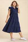Once Upon A Dream Umgee Navy Tiered Midi Dress