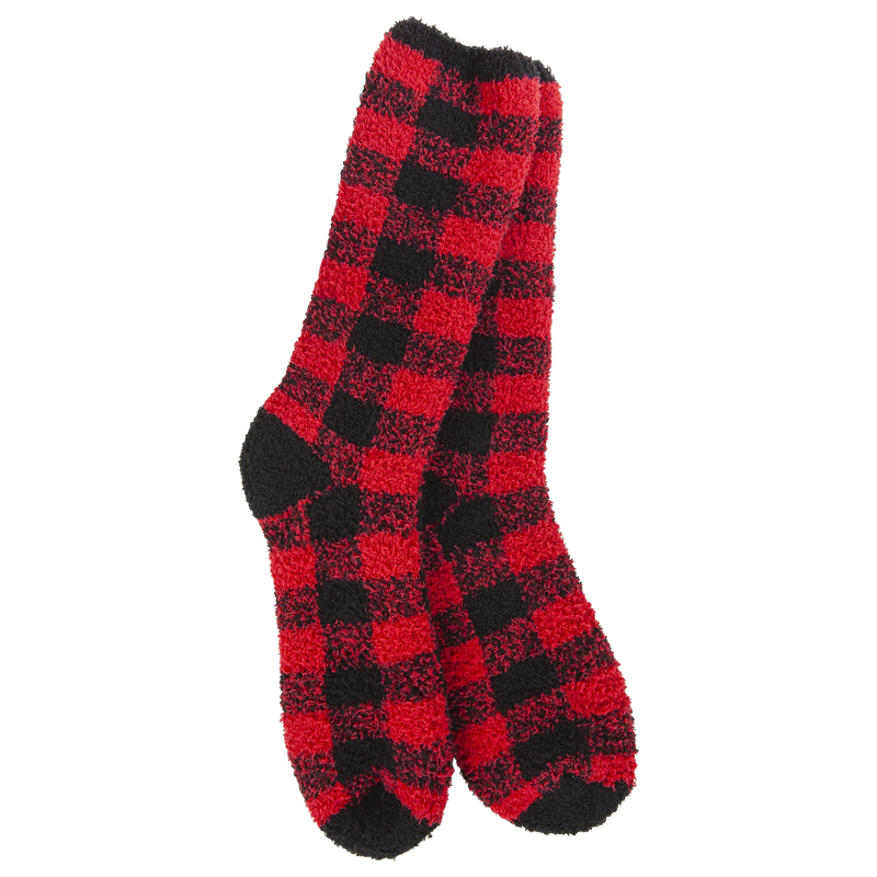 Red & Black Plaid Fireside Crew World's Softest Socks