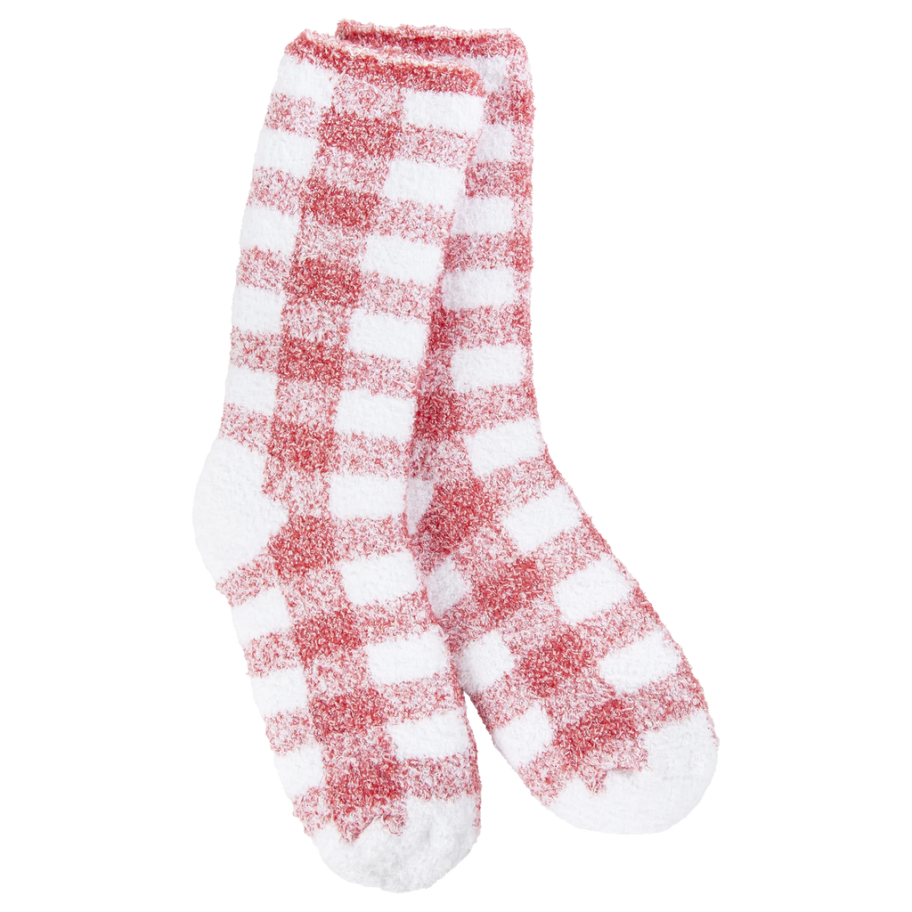 Crimson Check Fireside Crew World's Softest Socks