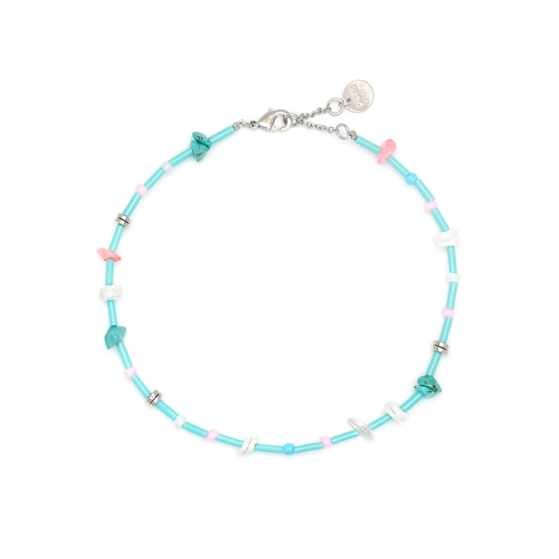 Mixed Gemstone Chip Pura Vida Turquoise Stretch Anklet