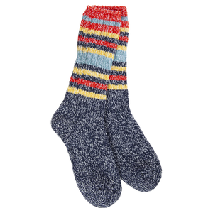 Indigo Stripe Weekend Ragg Crew World's Softest Socks