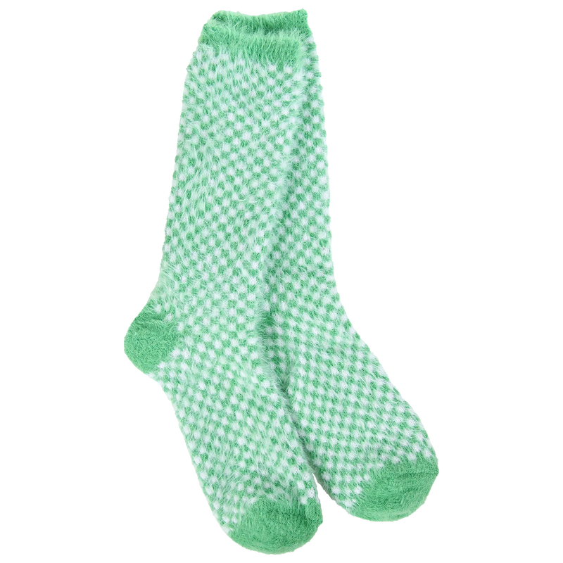 Green Check Feather Crew World's Softest Socks