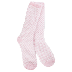 Candy Pink Check Feather Crew World's Softest Socks