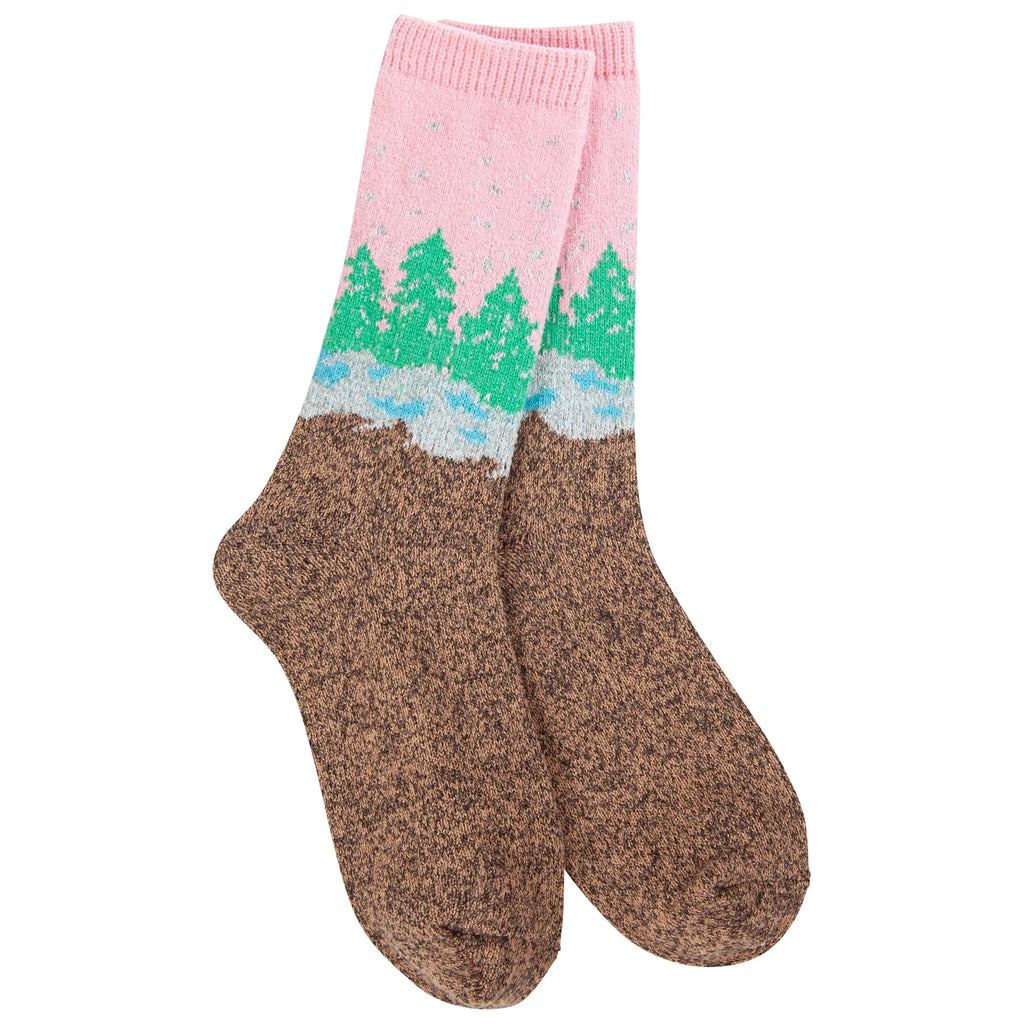 Wonderland Forest Pink Holiday Mini Crew World's Softest Socks