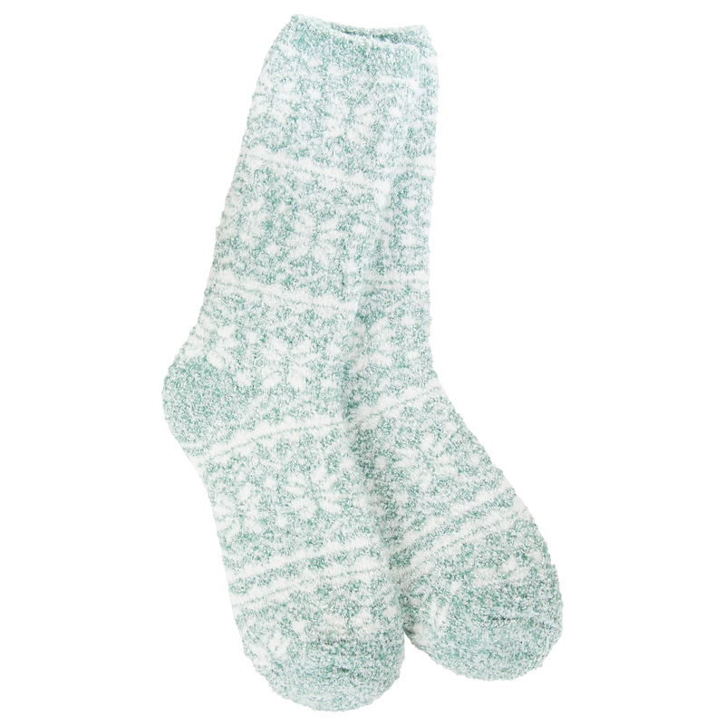 Fair Isle Green Winter Crew World's Softest Socks